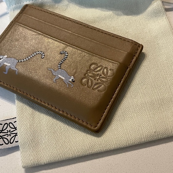 LOEWE x Suna Fujita Lemur Brown Calfskin Leather Card Holder wallet w/ Box - Picture 8 of 16